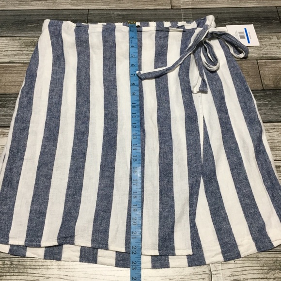 Ellen Tracy Striped Linen Rayon Skirt Women’s XL Blue White - Picture 3 of 8